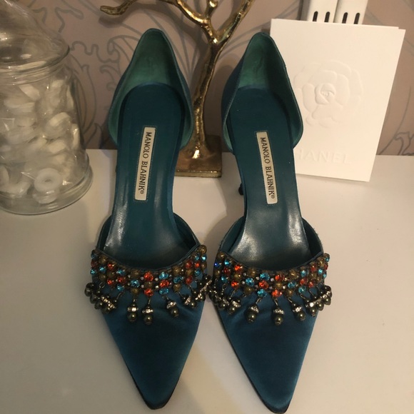 ⬇️$450 MANOLO BLAHNIK embellished d’orsay pump - Picture 1 of 7